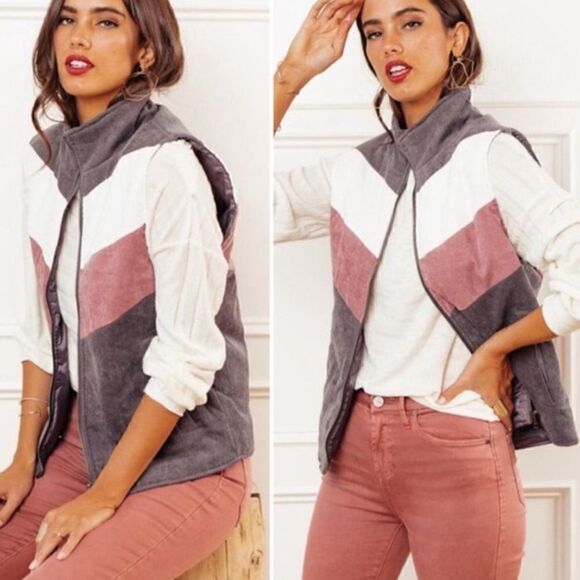 Staccato Purple Chevron Lightweight Corduroy Vest - Picture 1 of 8